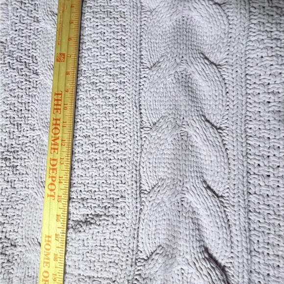 Lavender Cable Knit Crop Turtleneck Sweater grandma core Large - Picture 6 of 8